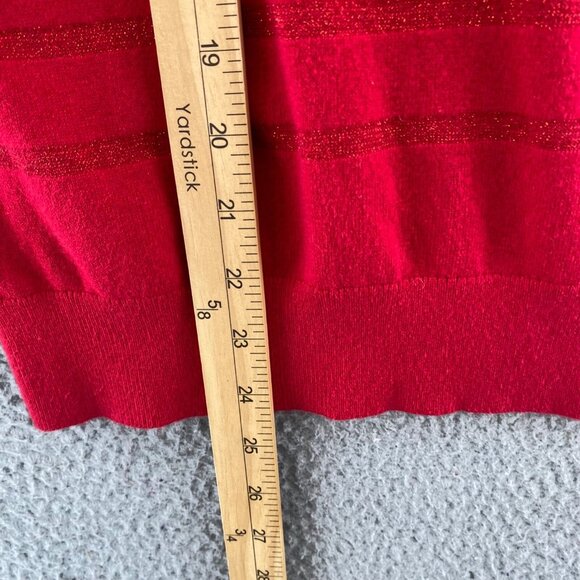 Chicos Sweater Womens 1 US Medium Red Zenergy Cotton Cashmere Blend Lurex Stripe - Picture 8 of 9